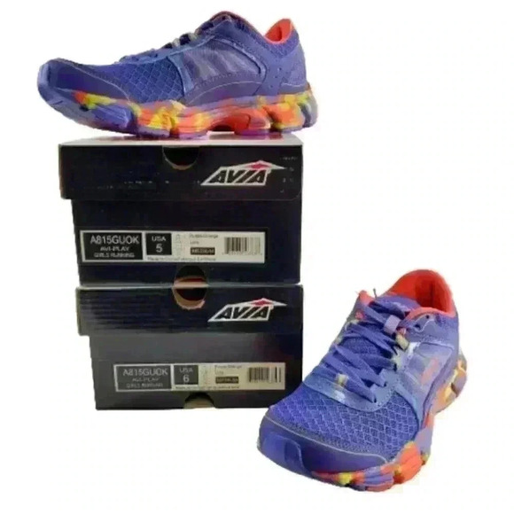 Avia Girls Avi-Play A815 GUOK Running Shoe Girls Size 5/6 Colorfull Lacep-Up - Picture 2 of 8